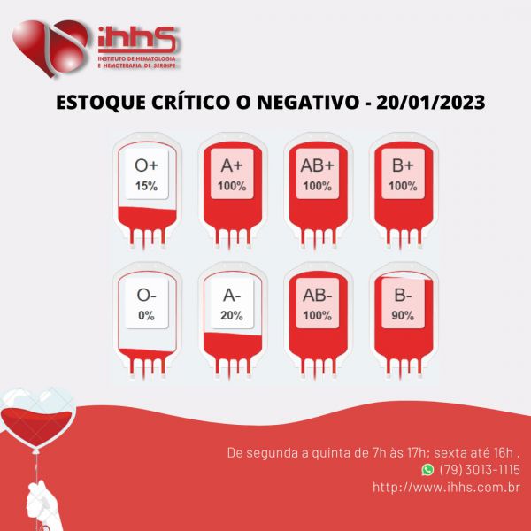 ESTOQUE CRÍTICO DE SANGUE O NEGATIVO