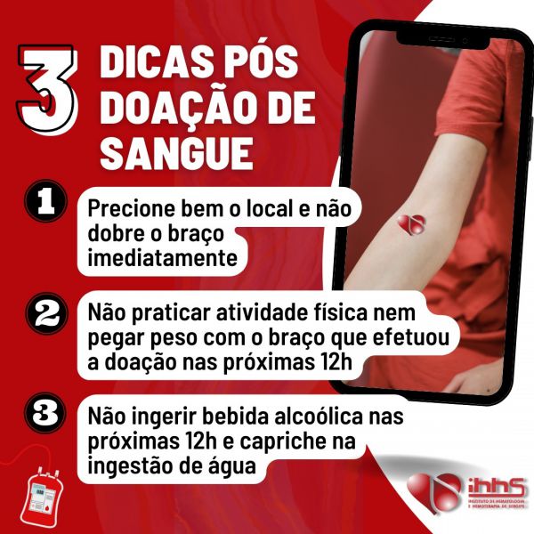 DICAS PÓS DOAÇÃO DE SANGUE